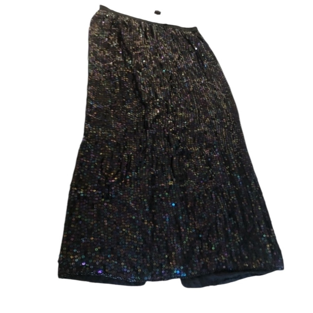 Jewel Queen size 14  black AB  SEQUIN maxi dress elastic waist, back slit